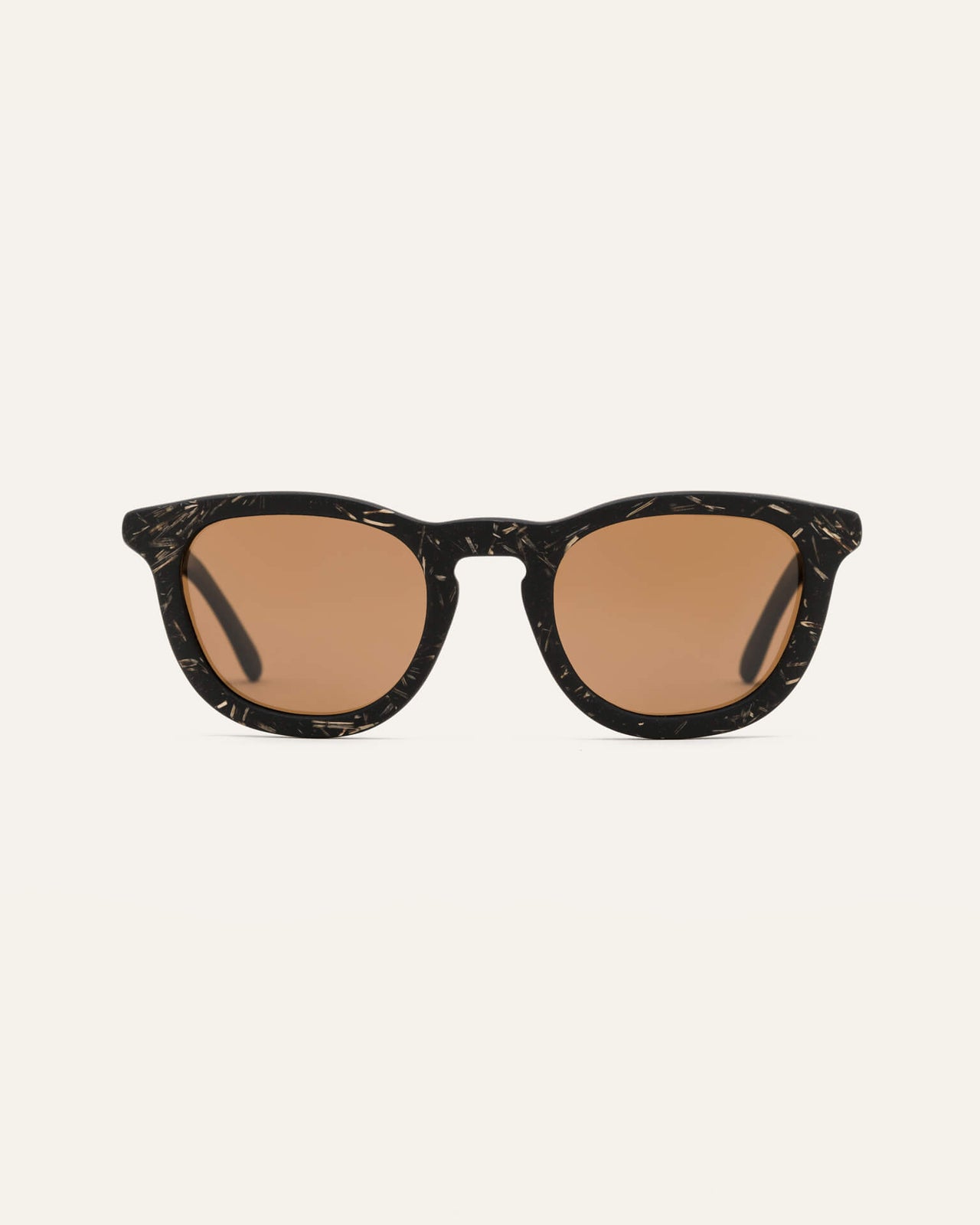 Laden Sie das Bild in den Galerie-Viewer, Stylish sunglasses with brown lenses, crafted from coffee-based material with flax detailing.