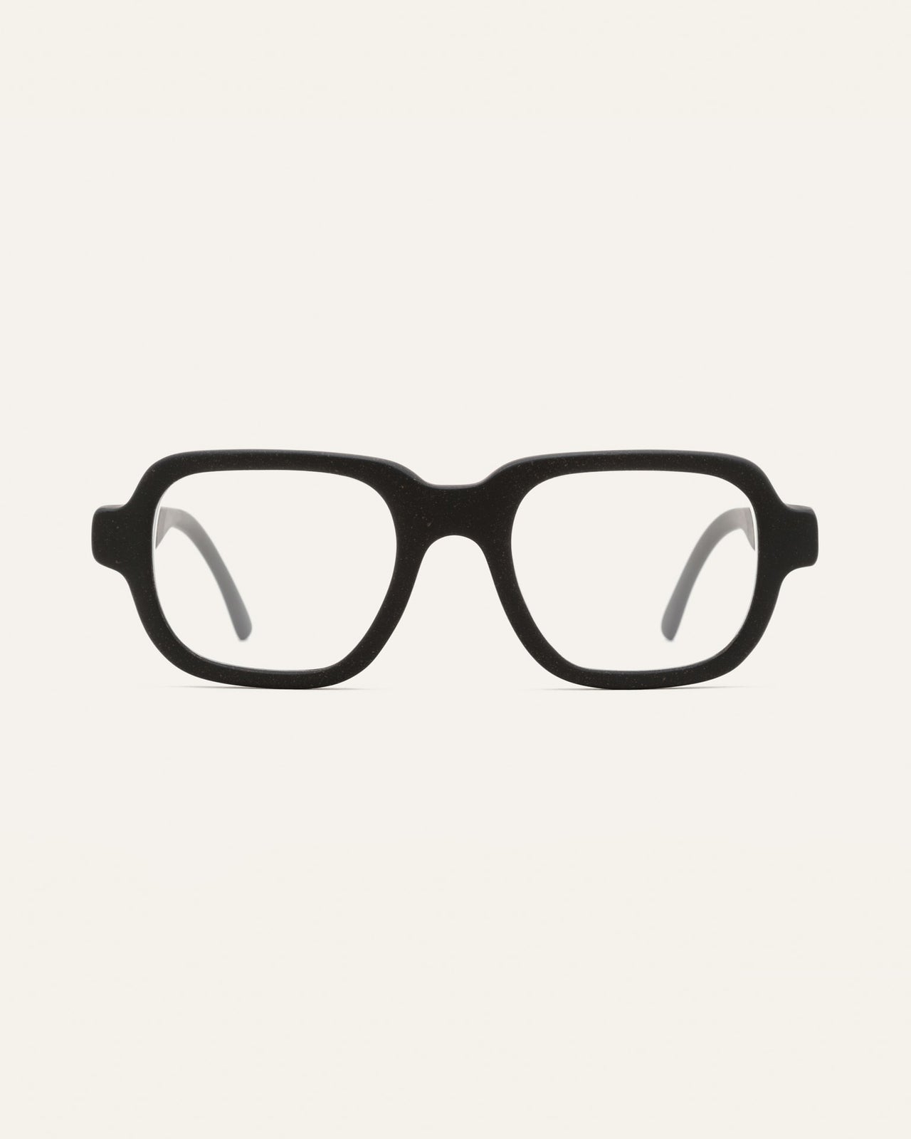 Laden Sie das Bild in den Galerie-Viewer, Black optical frames crafted from coffee-based materials, displayed on a neutral background.