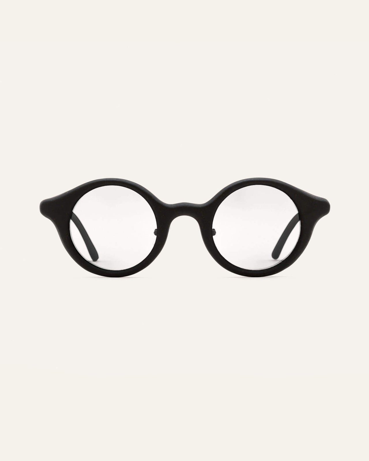 Load image into Gallery viewer, Round black optical frames made from coffee, showcasing a minimalist and eco-conscious design
