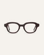 Create Focus rectangular eyeglasses in a brown coffee-based frame with visible walnut shell particles