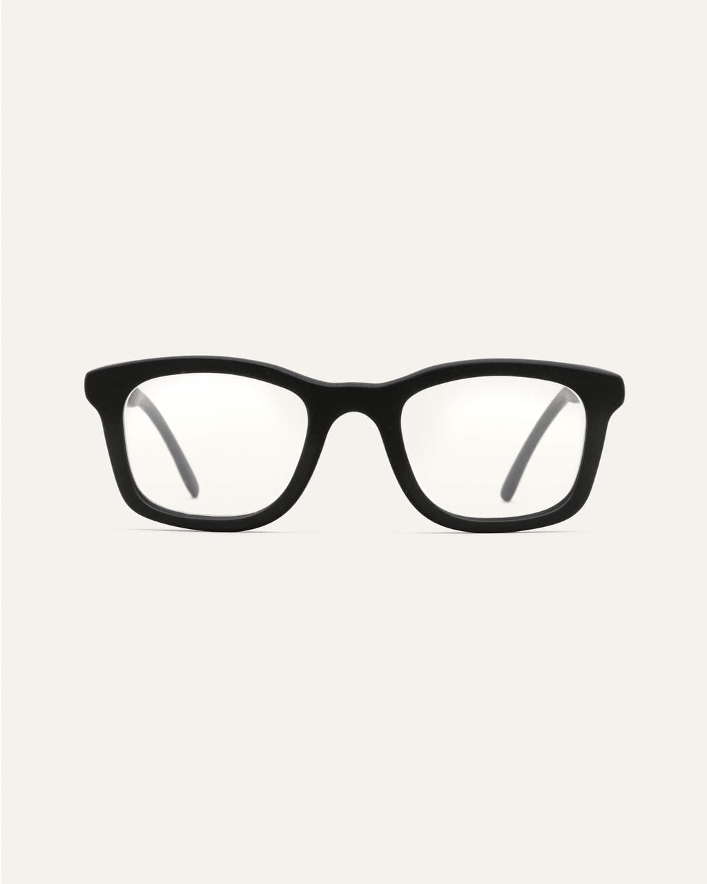 Dandy optical frames made from coffee materials, with a black front and flax-accented temples for corrective lenses
