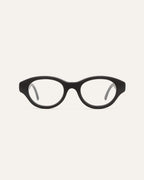 Black eco-friendly optical frame made from coffee-based materials, featuring a sleek oval design for corrective lenses