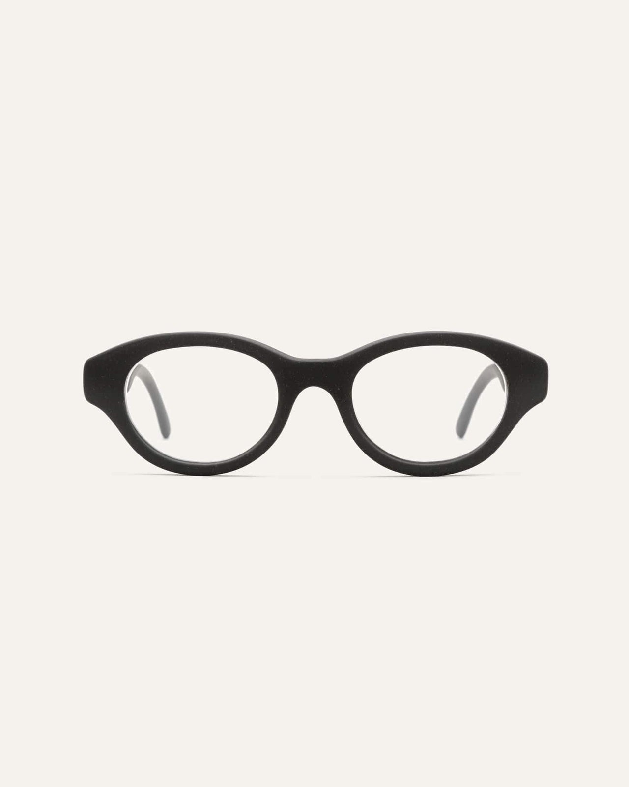 Load image into Gallery viewer, Black eco-friendly optical frame made from coffee-based materials, featuring a sleek oval design for corrective lenses
