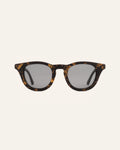 Sunglasses with gray lenses, crafted from coffee-based frames and accented with vibrant sunflower petals