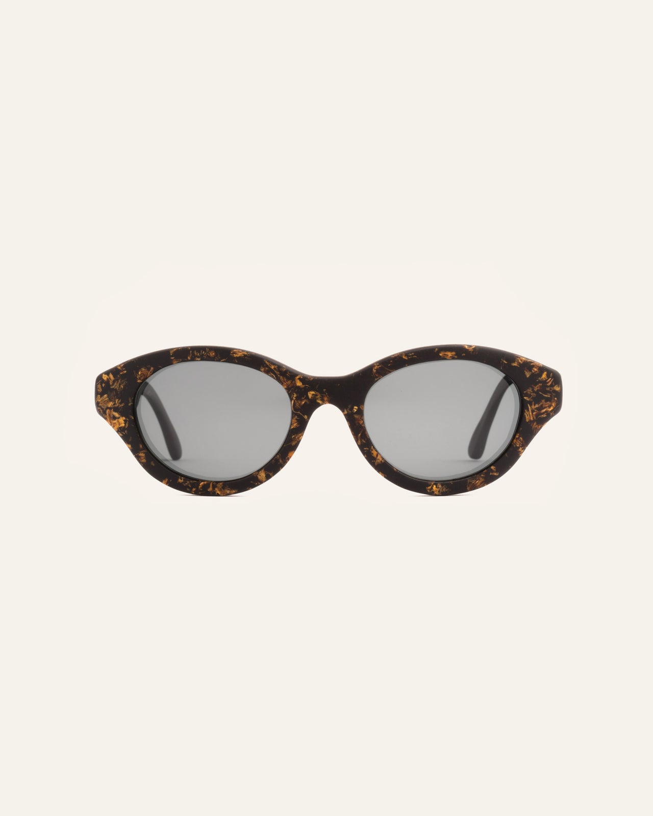 Load image into Gallery viewer, Sustainable sunglasses with gray polarized lenses, crafted from coffee-based materials and accented with sunflower petals
