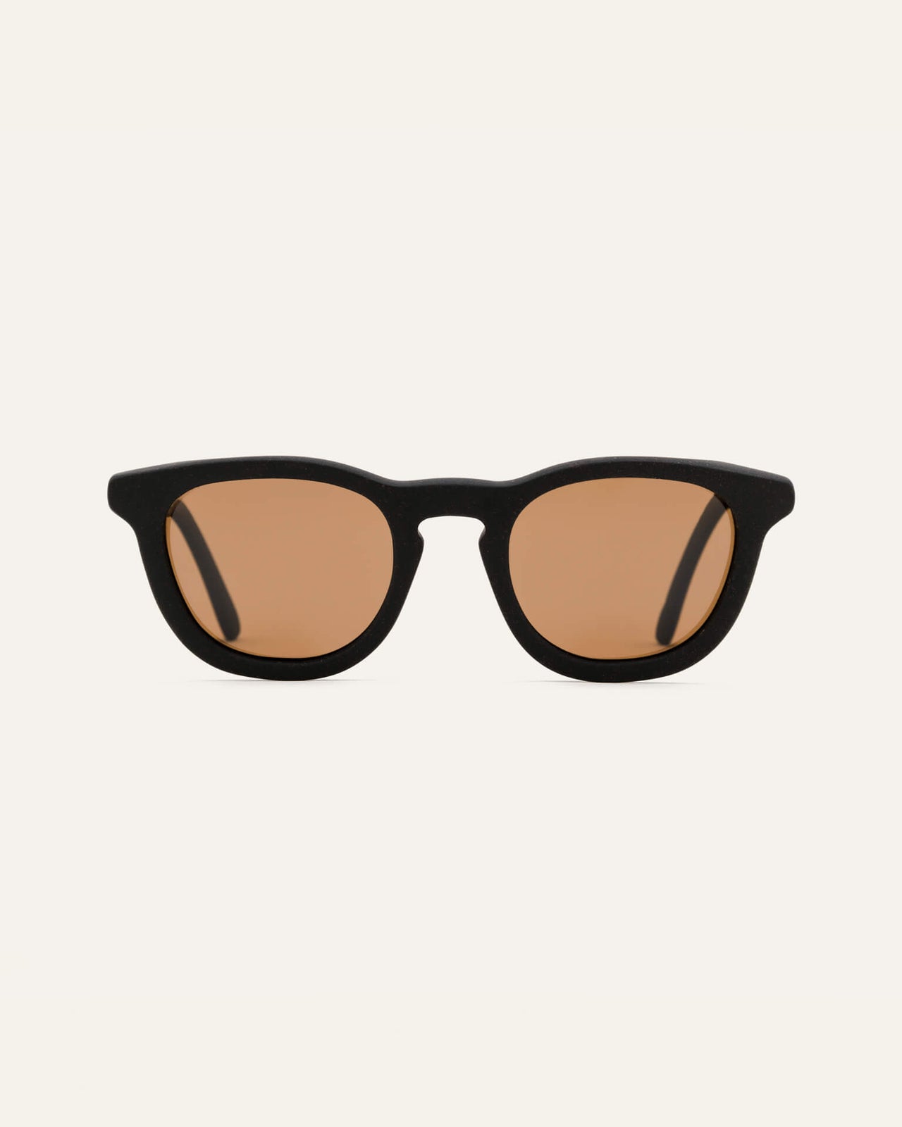 Load image into Gallery viewer, Anderson Black sunglasses with brown lenses on a white background, highlighting their minimalist and eco-friendly coffee-based design
