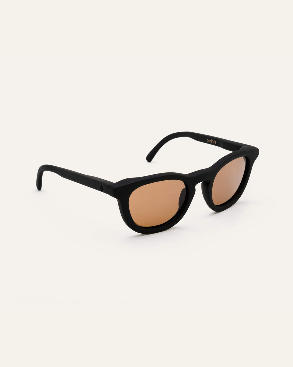 Anderson Black sunglasses with brown lenses in a side-angle view, demonstrating their lightweight and durable construction.