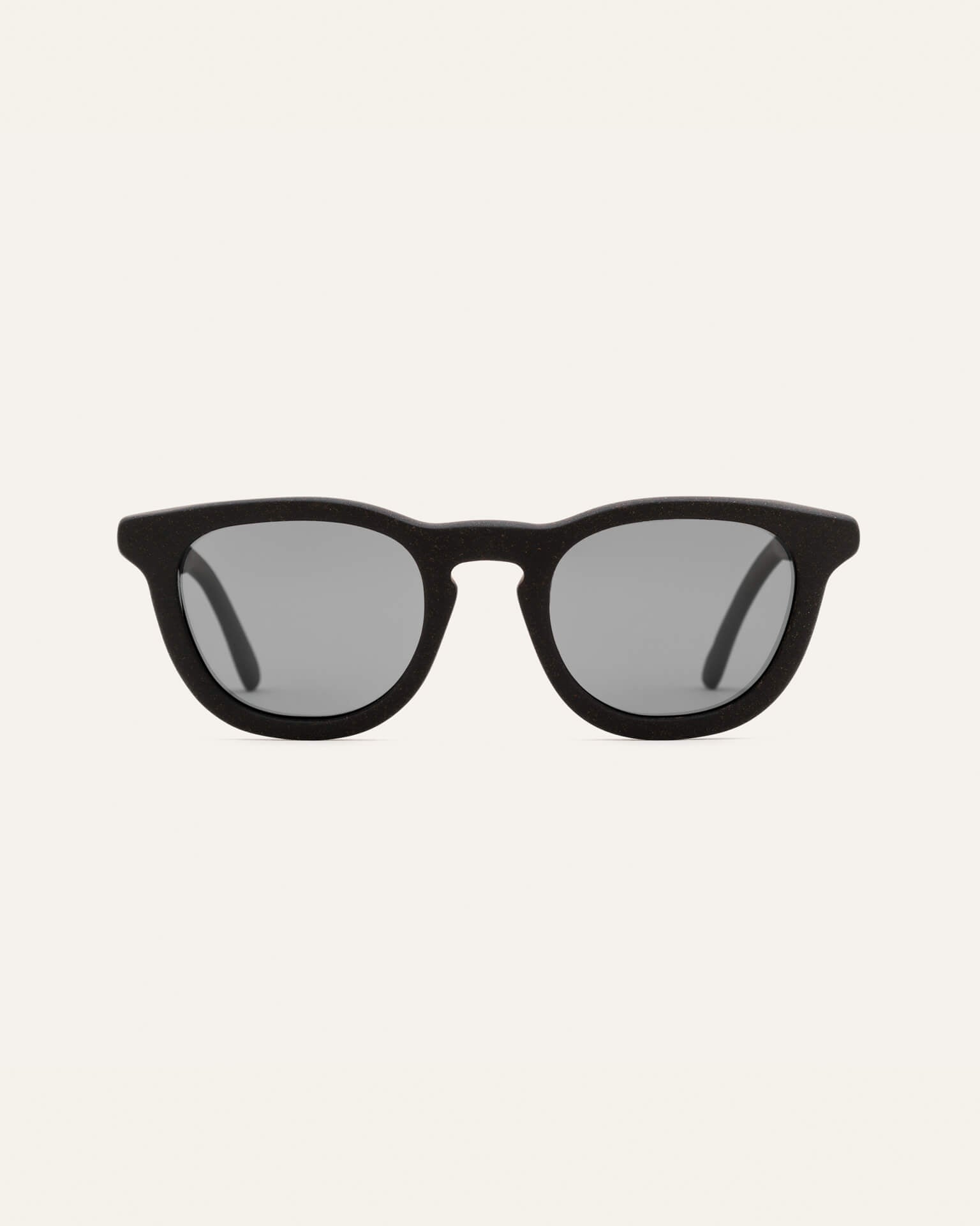 Anderson Black sunglasses on a white background, highlighting their minimalist and eco-friendly design
