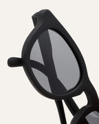 Close-up side view of Anderson Black sunglasses, showing the durable temples and smooth finish