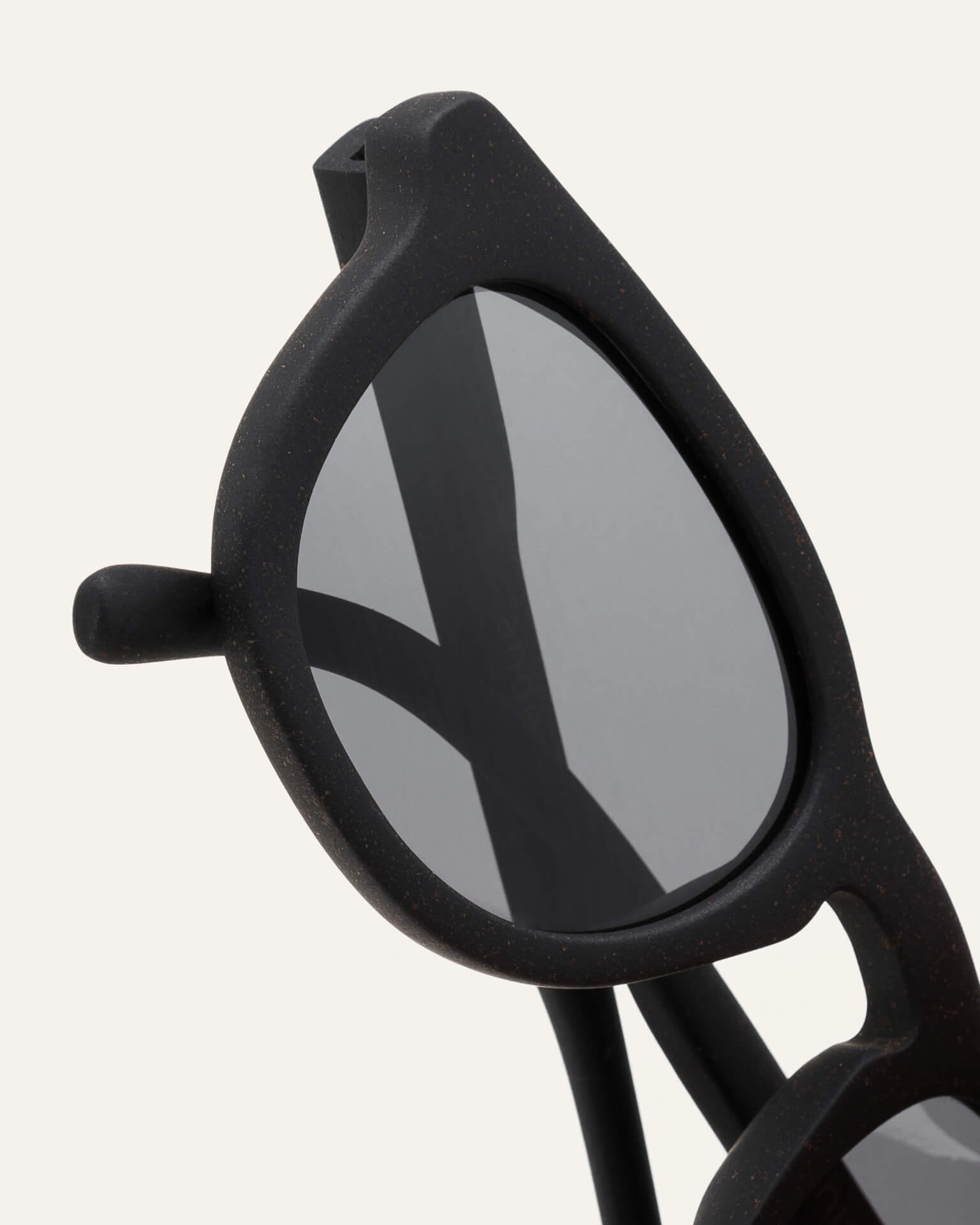 Close-up side view of Anderson Black sunglasses, showing the durable temples and smooth finish