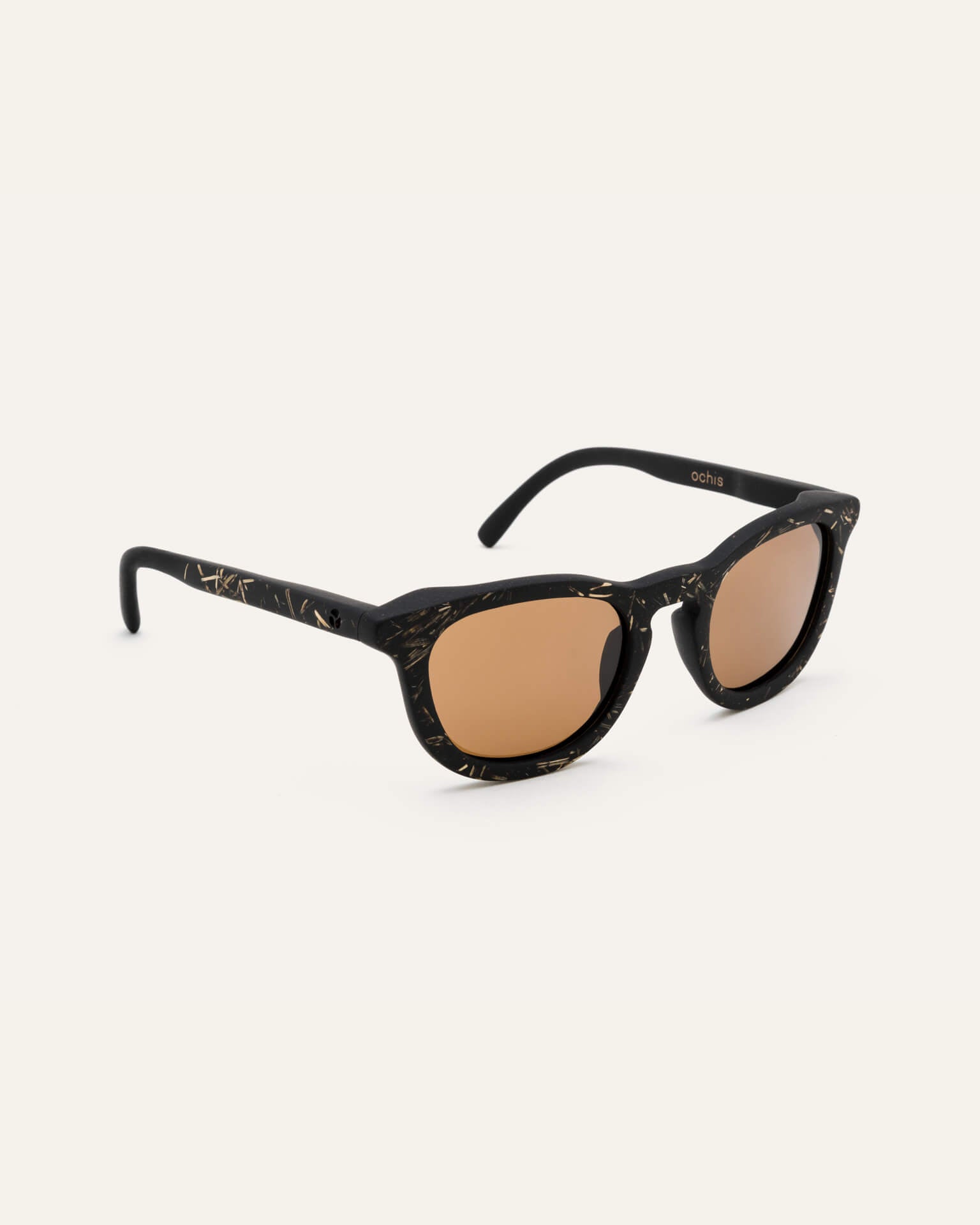 Side view of minimalist sunglasses, emphasizing their durable design and eco-friendly materials.