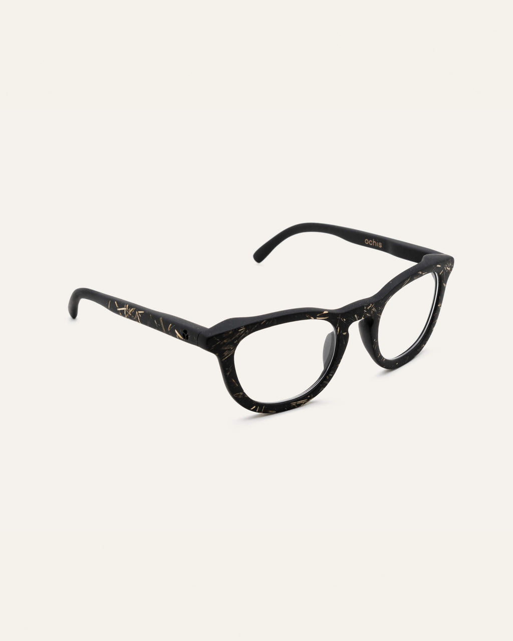Side view of lightweight optical frames made from coffee and flax, perfect for daily wear