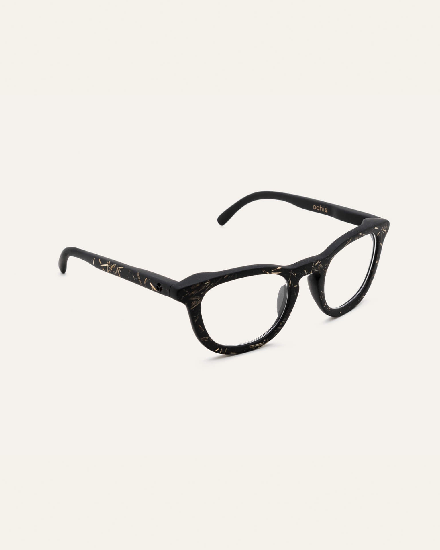 Side view of lightweight optical frames made from coffee and flax, perfect for daily wear