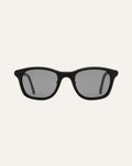 Black Base sunglasses with gray lenses, crafted for eco-conscious people in New York.