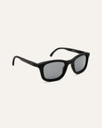 Coffee-based sunglasses with gray lenses, side view emphasizing lightweight design.