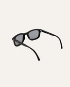 Profile view of stylish sunglasses, highlighting sustainable materials and comfort