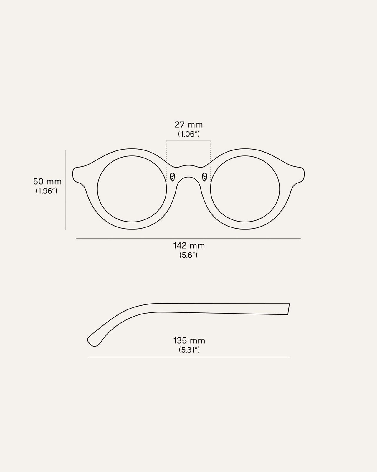 Load image into Gallery viewer, Technical diagram of sunglasses, showing precise dimensions and the unique flax-infused frame design
